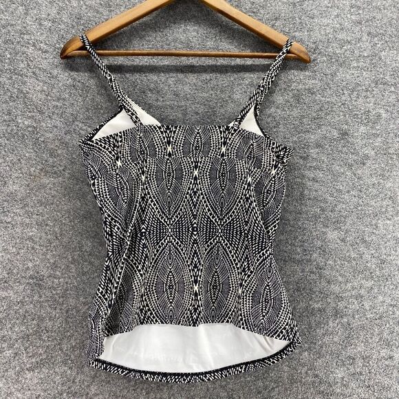 5/$45 Kona Sol Tankini Top Women M Medium Black Geometric Push Up Sleeveless - Picture 2 of 9